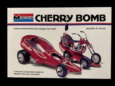 RESALE SHOP - Monogram '70s Cherry Bomb Show Rod-Chopper & Trailer Model Kit-Molded Red -c1995