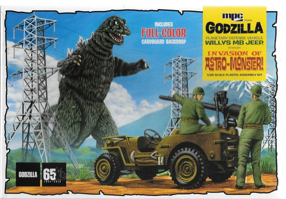 RESALE SHOP - MPC Godzilla Movie Army Willys Jeep w/ Diorama Backdrop 1:25 Model Kit Sealed