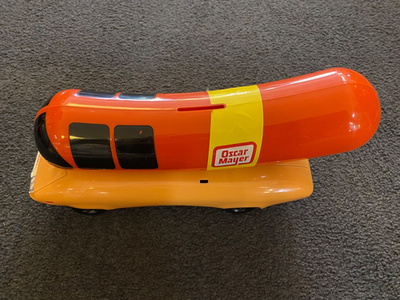 RESALE SHOP - Oscar Mayer Hot Dog WEINER MOBILE Plastic Coin Bank Car 13"L c1990s RARE
