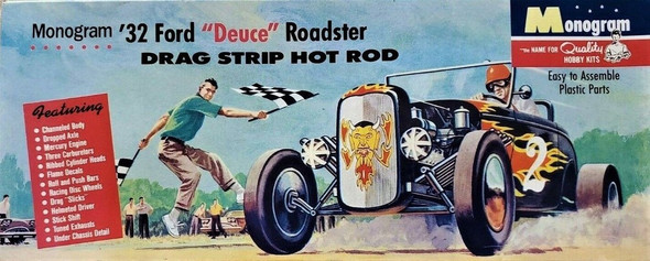 RESALE SHOP - Monogram '32 Ford "Deuce" Roadster Drag Strip Hot Rod Plastic Model Kit c1995