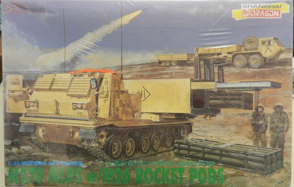 RESALE SHOP - Shanghai Dragon M270 MLRS w/M26 Rocket Pods 1:35 AFV Model Kit c1997