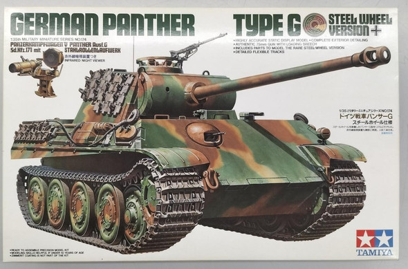 RESALE SHOP - TAMIYA German Panther G Steel Wheel Spec Tank Model Kit w/Engine CMPT. Kit c1994