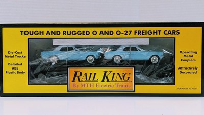 RESALE SHOP - MTH Rail King O Scale Auto Transport w/ 64' Mustangs #30-7617