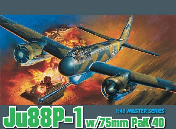 RESALE SHOP - Dragon 1:48 Ju88P-1 w/75mm PaK 40 "Tank Buster" Airplane Model Kit 5543
