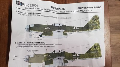 RESALE SHOP - RARE C32001 Conversion for Trumpeter 02236 Messerschmitt ME262 A-2a/U2