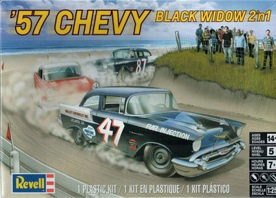 RESALE SHOP - Revell '57 Chevy Bel Air BLACK WIDOW 2'n1 Model Car Kit c2016 Sealed - PAER-112-85-4441-NOB8151