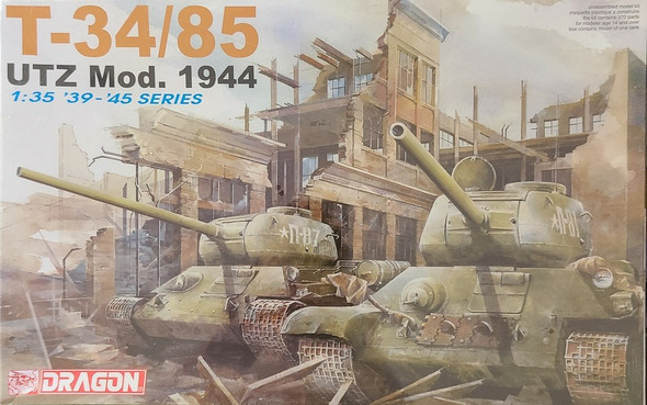 RESALE SHOP - DRAGON T-34/85 UTZ Mod.1944 Soviet WWII Tank 1:35 Model Kit c2003 Sealed - PAER-DRA-6203-U8167
