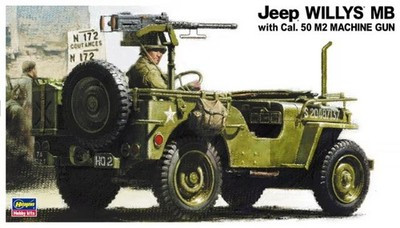 RESALE SHOP - Hasegawa Jeep Willys MB with Cal. 50 M2 Machine Gun 1:24 Model Kit c2003 RARE - PAER-HAGA-24502-NS8089