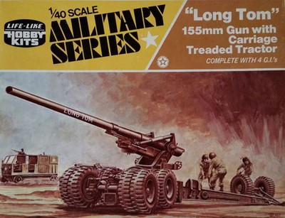 RESALE SHOP - Life-Like Long Tom 155mm Gun w/Carriage Tread Tractor & Figs 1:40 Kit c1974 - PAER-LIFE-09660-NOB8065