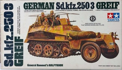 RESALE SHOP - Tamiya Sd.kfz.250/3 Greif + Afrika Corps Soldiers - 1:35 Model Kit c1979 Sealed - PAER-TAM-35113-U8115
