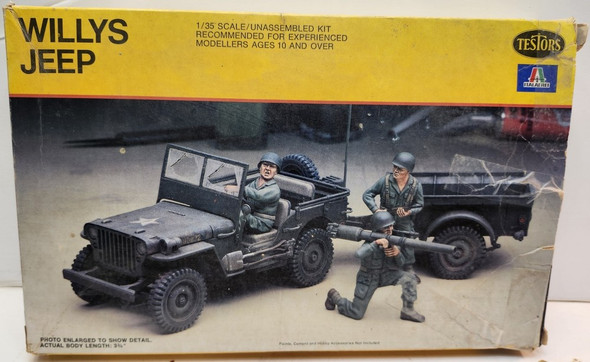 RESALE SHOP - Testors US Willys Jeep Trailer WWII 1:35 Military Vehicle Model Kit c1979 - TERO-110-921-U8108