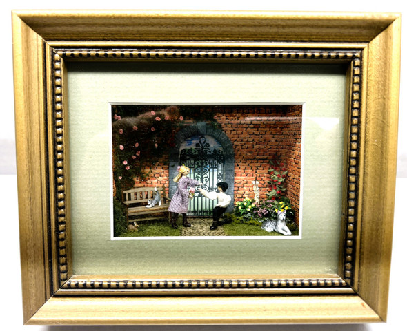 RESALE SHOP - OOAK 1:48 scale Small Framed Roombox - THE PROPOSAL- Artisan made - BABE-THEPROPOSAL-NS4969