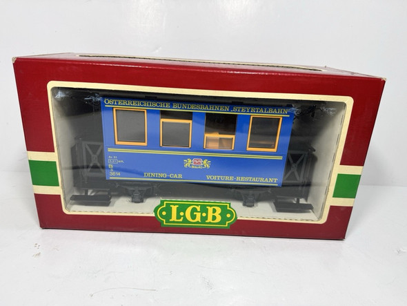 RESALE SHOP - LGB #3013 OBB Seisewagen Dining Car G Scale Voiture-Restaurant Passenger car - JACL-3013-U4836