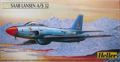 RESALE SHOP - Heller - Swedish SAAB LANSEN A/S 32 1/72 Jet Airplane Model Kit c1990 - - PAER-HLR-80343-U7895