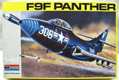 RESALE SHOP - Monogram F9F Panther 1:48 Aircraft Model Kit c1990-Sealed-Xtra Decals-READ - PAER-MGM-5456-U7859