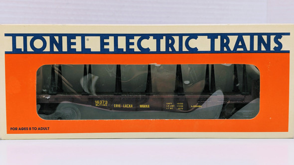 RESALE SHOP - Lionel Erie Lackawanna Flatcar w/ Stakes #16373 - RIOR-6-16373-NOB4860