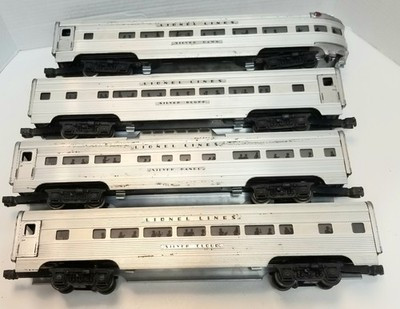 RESALE SHOP - Lionel Lot of 4 SIlver (Dawn, Bluff, Range, Cloud) Passenger Cars O Scale - RIOR-SILVER-U4963