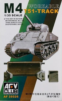 RESALE SHOP - AFV WORKABLE T51-Track Set for M4,M3 Series VVSS Suspension 1:35 Tank Model - RSTY-AFV35026-U7985