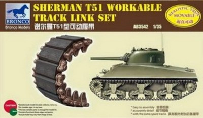 RESALE SHOP - Bronco Model Sherman Tank T51 Workable Track Link Set 1:35 Kit c2010 Sealed-READ - RSTY-BM-AB3542-U7981