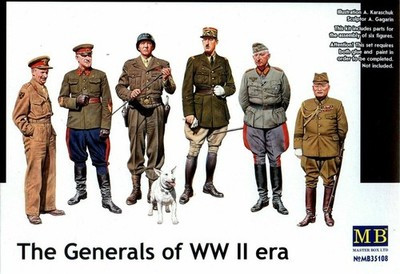 RESALE SHOP - Master Box - The Generals (6) of WWII Era 1:35 Figure Model Kit - Sealed-READ - RSTY-MB35108-NOB8021