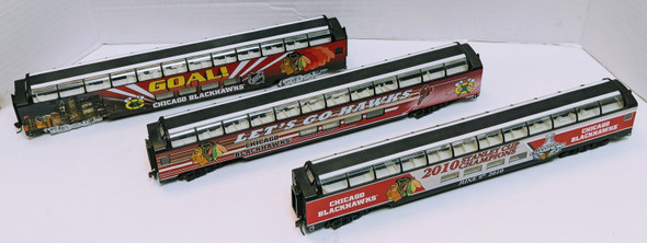 RESALE SHOP - Lot of 6 Hawthorne Village Blackhawks Passenger/Freight Cars On30 - WINO-BLKHWKS6SET-U5010