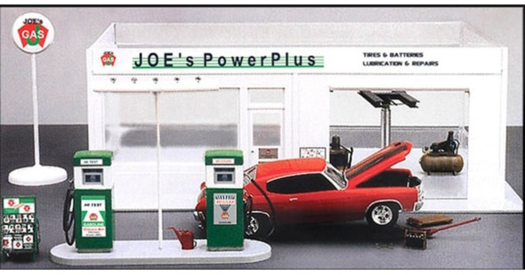 OakridgeStores.com | Academy - Joe's Power Plus Service Gas Station with Tools and Detail Parts - 1/24 Plastic Model Kit 15122 8809258927709