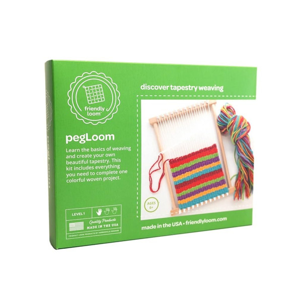 OakridgeStores.com | Friendly Loom - PegLoom - 7 x 10 inches Wooden Tapestry Weaving Kit for Kids - F530 746331055301