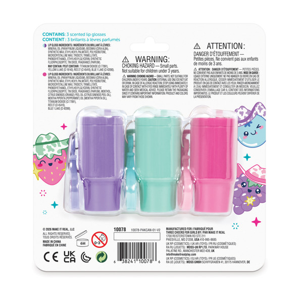 OakridgeStores.com | Make It Real - Tumbler To Go Lip Gloss Set - Backpack Clip Trio for Ages 8+ - 10078 638241100786