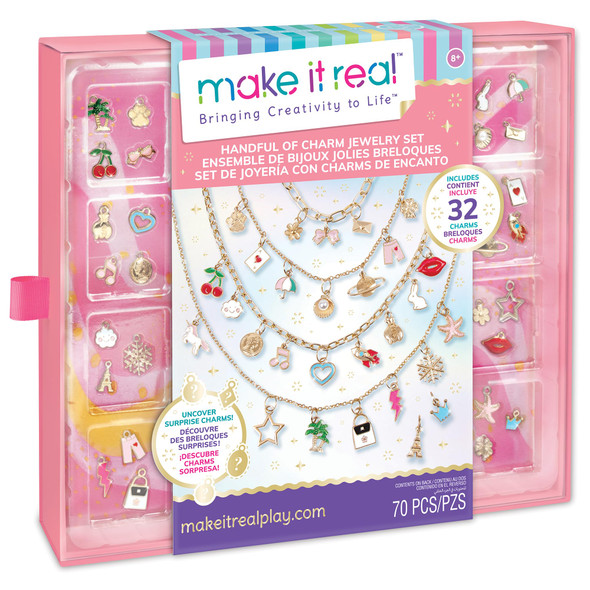 OakridgeStores.com | Make It Real - Handful of Charm - Charm Necklace & Bracelet DIY Jewelry Kit (4 Chains, 32 Charms) - 1719 695929017194