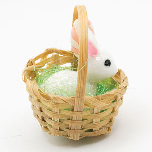 OakridgeStores.com | Artisan Creations - Bunny Basket with Lollipop - Easter - 1" Scale Dollhouse Miniature - 303