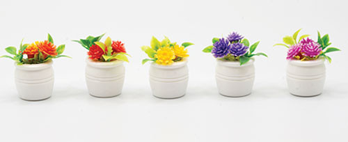 OakridgeStores.com | Artisan Creations - Potted Flowers in White Pot - 1 Scale Dollhouse Miniature Plant - 313