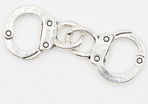 OakridgeStores.com | Artisan Creations - Locked Handcuffs, Antique Silver - 1" Scale Dollhouse Miniature - 400