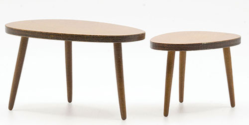 OakridgeStores.com | Artisan Creations - Nesting Tables - 2 Piece Set, Walnut Finish - 1:12 Scale Dollhouse Miniature Living Room Furniture - 419