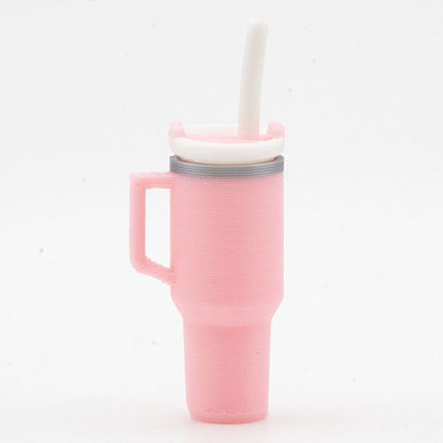OakridgeStores.com | Artisan Creations - Tumbler with Removable Lid and Straw, Pink - 1" Scale Dollhouse Miniature - 433