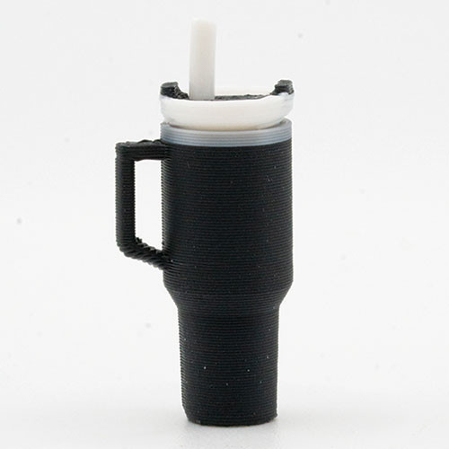 OakridgeStores.com | Artisan Creations - Tumbler with Removable Lid and Straw, Black - 1" Scale Dollhouse Miniature - 436