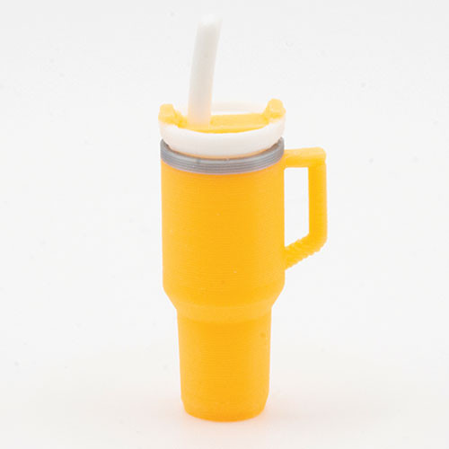 OakridgeStores.com | Artisan Creations - Tumbler with Removable Lid and Straw - Orange - 1" Scale Dollhouse Miniature - 438