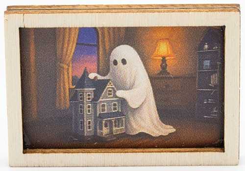 OakridgeStores.com | Artisan Creations - Picture in Frame - Ghost with Dollhouse - 1" Scale Dollhouse Miniature - 441