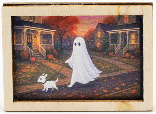 OakridgeStores.com | Artisan Creations - Picture in Frame - Ghost Walking Dog - 1" Scale Dollhouse Miniature - 442