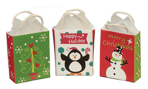 OakridgeStores.com | Aztec - Holiday Shop Bags, Set of 3 - 1" Scale Dollhouse Miniature - A9937