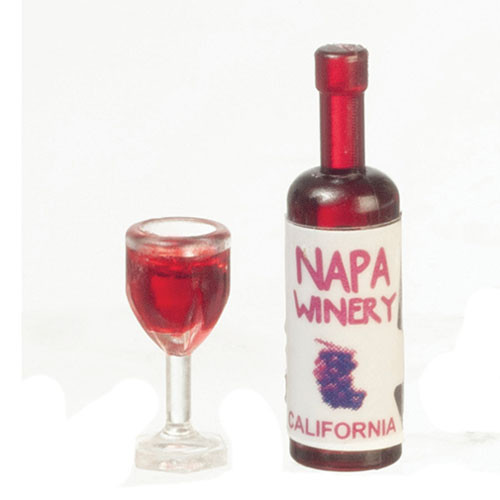 OakridgeStores.com | Aztec - Wine Bottle and Glass - 1:12 Scale Dollhouse Miniature Beverage - A9949