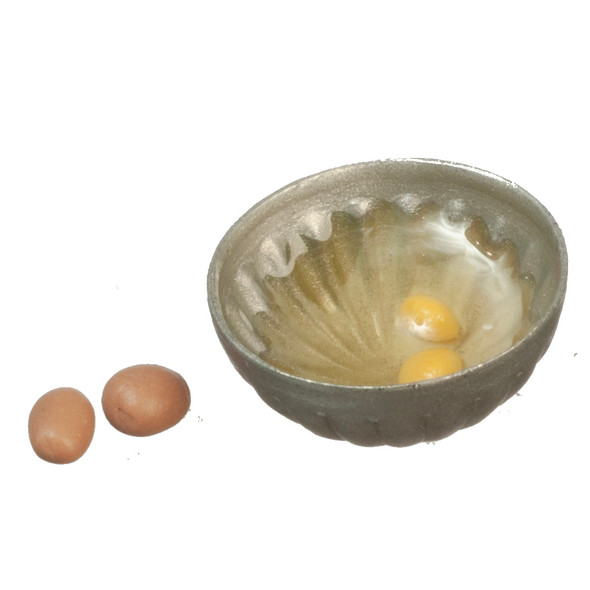 OakridgeStores.com | Aztec - Eggs With Yolks In Bowl - Kitchen Baking Accessory - 1" Scale Dollhouse Miniature Food - A9956