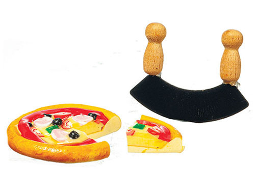 OakridgeStores.com | Aztec - Pizza with Cutter - 1 Scale Dollhouse Miniature Food - A9961