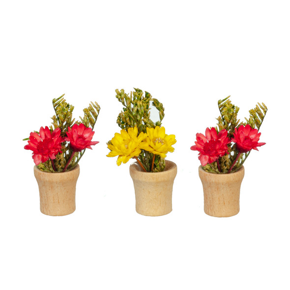 OakridgeStores.com | Aztec - Flower Pots - Set of 3 - 1:12 Scale Dollhouse Miniature - B0414