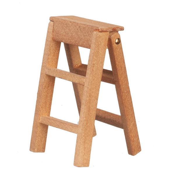 OakridgeStores.com | Aztec - 2 Inch Stepladder - Walnut - Workshop Tool - 1:12 Scale Dollhouse Miniature - B0470