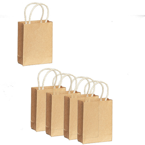 OakridgeStores.com | Aztec - Shopping Bags - Brown - Set of 4 - 1:12 Scale Dollhouse Miniature - B0489