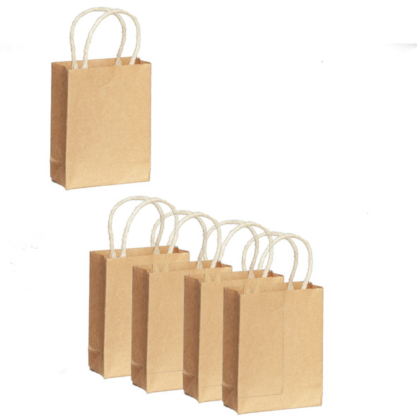 OakridgeStores.com | Aztec - Shopping Bags - Brown - Set of 4 - 1:12 Scale Dollhouse Miniature - B0489