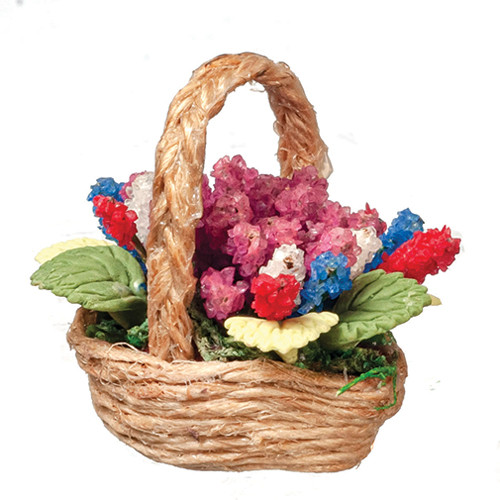 OakridgeStores.com | Aztec - Floral Arrangement in Basket - 1" Scale Dollhouse Miniature Plant - B0541