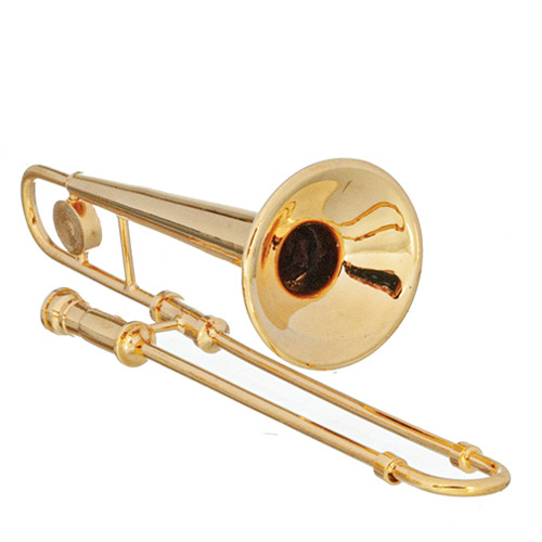 OakridgeStores.com | Aztec - Brass Trombone with Case - 1:12 Scale Dollhouse Miniature - B0575
