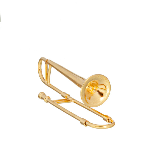 OakridgeStores.com | Aztec - Brass Trombone with Case - 1:12 Scale Dollhouse Miniature Musical Instrument - B0589