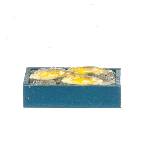 OakridgeStores.com | Aztec - Blue Box with Fish - Dinner Food - 1:12 Scale Dollhouse Miniature - B0624